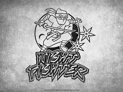 Night Fighter Mascot Logo (Black & White)
