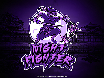 Night Fighter Mascot Logo cartoon cartoon logo character design fighter illustration illustrator logo mascot mascot logo ninja sticker vector