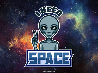 I Need Space alien cartoon cartoonlogo character characterdesign design funny illustration logo mascot mascotlogo space