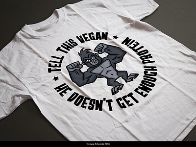 Tell This Vegan he Doesn't get Enough Protein ape cartoon cartooncharacter cartoonlogo character characterdesign funny gorilla illustration illustrator logo logodesign mascot mascotlogo monkey power protein strong tshirt tshirtdesign