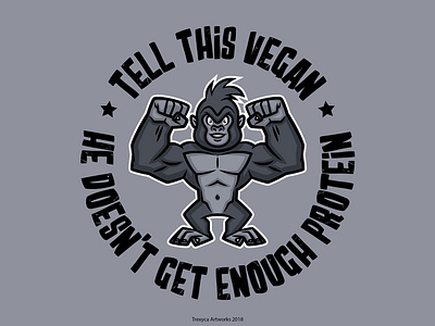 Tell This Vegan he Doesn't get Enough Protein ape cartoon cartooncharacter cartoonlogo character characterdesign funny gorilla illustration illustrator logo logodesign mascot mascotlogo monkey power protein strong tshirt tshirtdesign