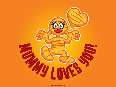 Mummy Loves you cartoon cartooncharacter character characterdesign design egypt heart illustration illustrator love mama mamma mascot mom mother mummy sticker vector vectorillustration vectorillustrator