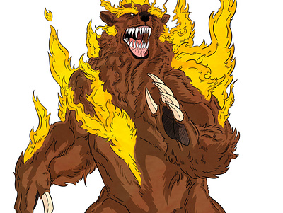 Flaming bear illustration