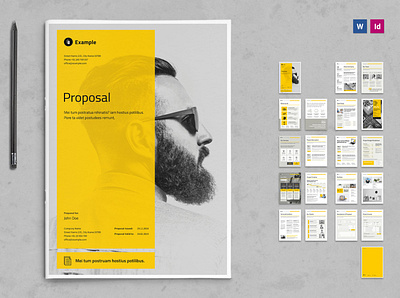 Proposal Vol. 7 Template - InDesign + MsWord a4 brochure template business proposal corporate financial offer grey indesign modern print design print template proposal layout services offer template typoedition us letter word yellow