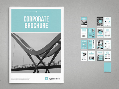 Corporate Brochure Vol. 1 - InDesign Template a4 brochure corporate cyan flat indesign template layout modern print template typoedition us letter