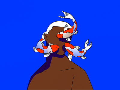 Filter black man character character design design dribbble filter fish illustration illustrator japan koi koi fish nft vector