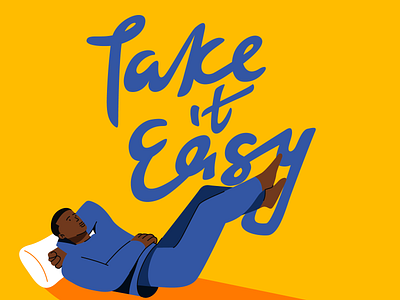 Take it Easy branding character design dribbble illustration illustrator letter lettering nft person rest typography vector