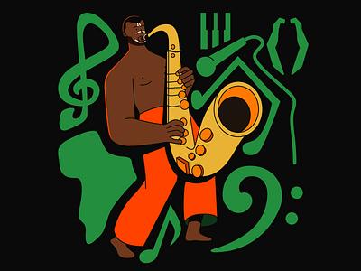 FELA africa band black character character design design dribbble fela illustration illustrator jazz music musician nft nigeria vector