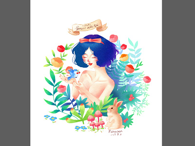 Snow White cute disney princes flowers girl illustration illustration snowwhite watercolors
