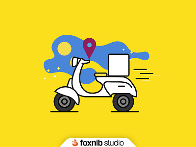 Delivery Bike Illustration for Laundream App bike bike ride bikers delivery delivery app delivery service delivery truck food fooddelivery iconography icons illustration illustrator italy lahore laundry pakistan vespa