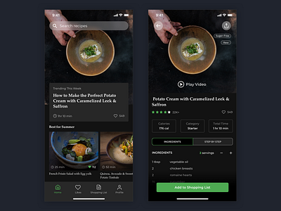 Recipe App dark pattern recipe vegan