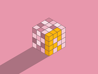 #Typehue Week 18: R cube isometric pink r rubiks typehue yellow