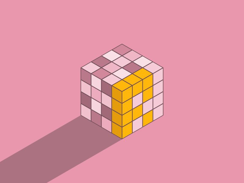 #Typehue Week 18: R yellow pink isometric typehue r cube rubiks
