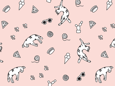 Cats Of Instagram Pattern cats cats of instagram design illustration pattern playful