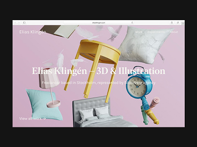 Elias Klingén 3d illustration portfolio semplice ux design website
