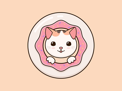 Cat in a doughnut cat design illustration kitty outline purr sweet vector
