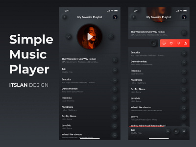 Simple Music Player app dark design figma figmadesign gradient interaction design itslan.com mobile music music app music player simple design ui