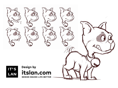 Dog animation cartoon design dog expression itslan.com paint sketch