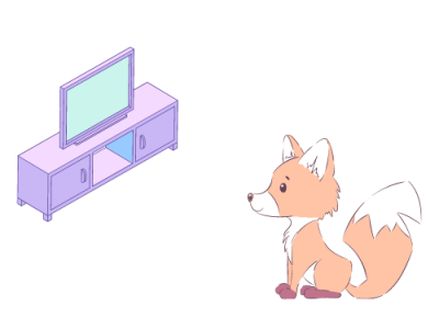 Watching a TV animal animation app cute design fox graphic design