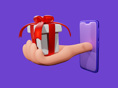 gift on device 3d illustration