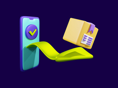 package delivery on device 3d illustration