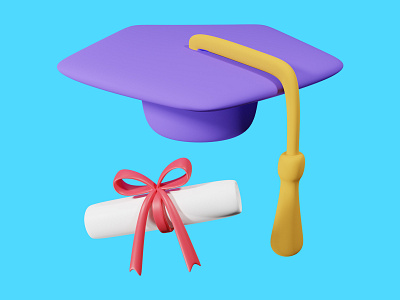 toga graduation with certificate 3d illustration