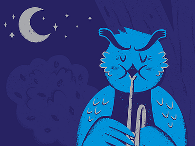 The Night Owls gig poster illustration jazz maha music festival owl trumpet