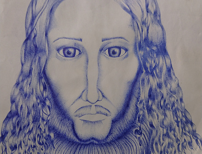 InkNyto's Holy Face of Jesus africa art artist artwork ballpoint christ drawing graphic design jesus lord paper pen senegal