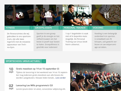 Sportschool URSUS cardio homepage news sport sports training webdesign
