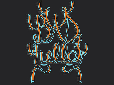 Bad Hello Lettering blue branding hello lettering logo orange script