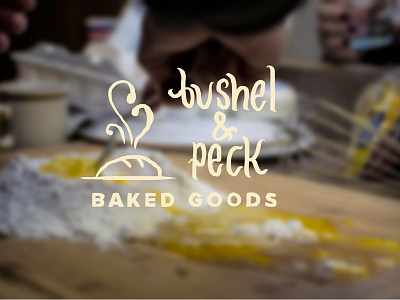 Bushel & Peck Logo Treatment - WIP bakery branding bread flour hand drawn logo