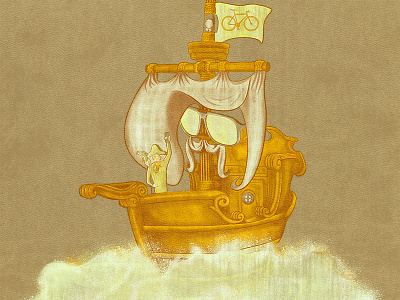 One Hip Ship boat funny humor illustration vector