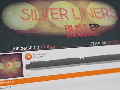 The Silver Liners Home Page #2 bands mockup music web web design