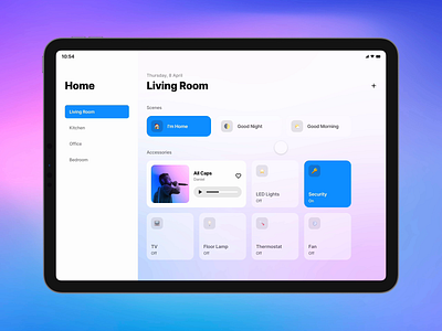 Smart Home animation app design file framer freebie gradient high fidelity interactive interface ipad modal player project prototype smart component smart home tablet ui variants