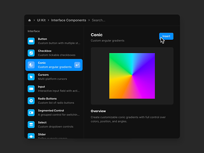 Conic Component for Framer angular animation app conic design framer gradient interactive interface mobile prototyping ui web