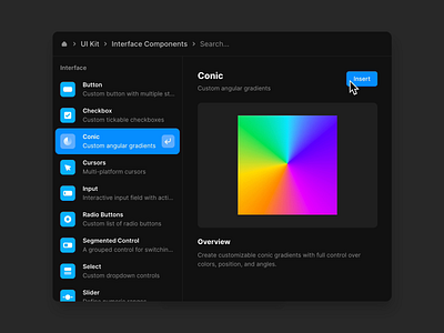 Conic Component for Framer angular animation app conic design framer gradient interactive interface mobile prototyping ui web