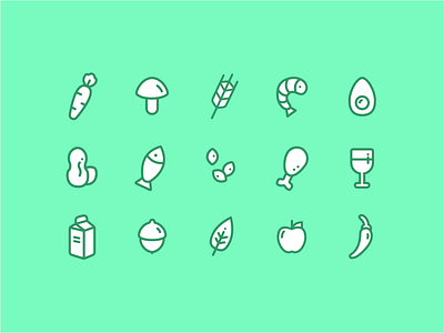 Food icon set art flat food fruit iconography icons line minimal outline simple ui vegetable