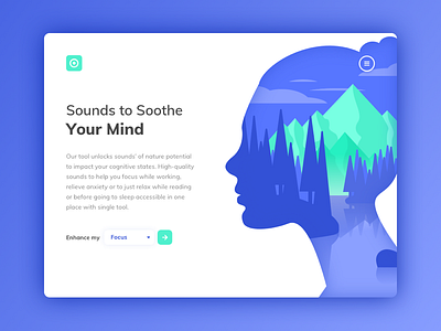 Nature Sounds App Landing Page illustration interface lake landing landscape minimal nature page ui web