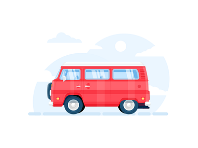 Ready To Go? bus car flat holidays illustration minimal van volkswagen vw