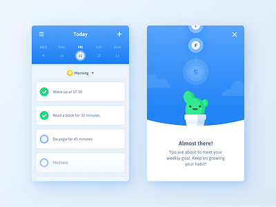 Habit Tracker app cactus habit illustration interface list minimal mobile tracking ui ux