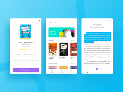 Reader & Player for Books app book interface library minimal mobile player product reader store ui ux