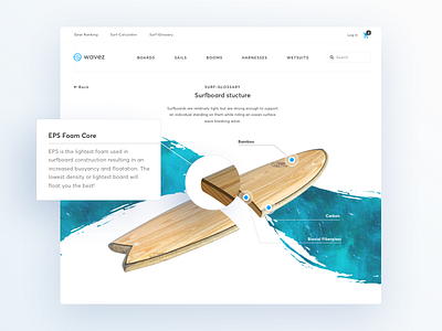 Surf-glossary from Online Store for Surfers design ecommerce interface page sport store structure surfing ui ux web wiki