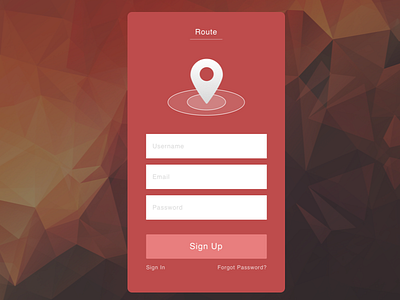 'Route' Sign up concept sign up