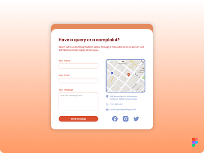 DailyUI Challenge Day 028 - Contact Us #Day028 #DailyUI 028 concept contact contact form contact us daily dailyui design email figma form input input field interface message social media ui uidesign ux web