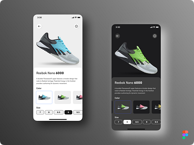 DailyUI Challenge Day 033 - Customize Product #Day033 #DailyUI app colors concept daily dailyui day 033 design ecommerce figma ios mobile options reebok shoe shoes size ui uidesign user interface ux