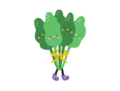 Spinach 2d cartoon character cute food graphic design healthy illustration print vector vegan vegetarian