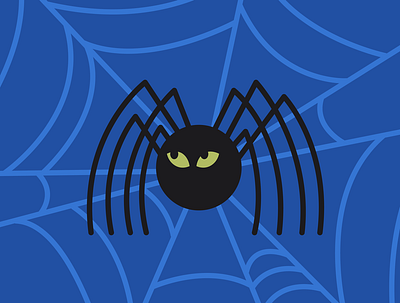 Black spider 2d cartoon character graphic design halloween illustration redraw spider vector web