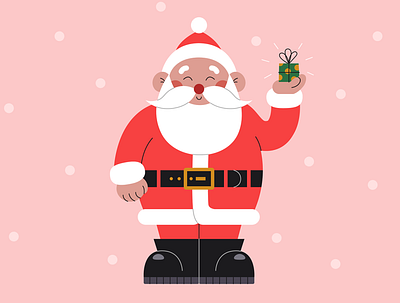 Santa Claus with a little gift box 2d branding cartoon character christmas cute design flat graphic design greeting card holidays illustration illustrator new year people santa claus vector winter