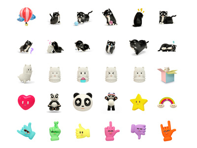 Mr Kat & Friends stickers for iOS 3d cats communicate cute design emoji imessage ios kawaii mrkat panda stickers