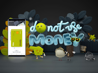 Do Not Use Money 3d cgi character characterdesign cute design digital digital 3d friends funny illustration kawaii lettering print